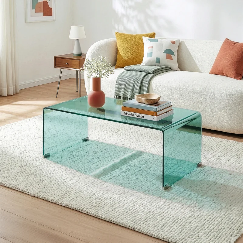Couchtisch Väsas 90x45x35 cm gehärtetes Glas [en.casa]