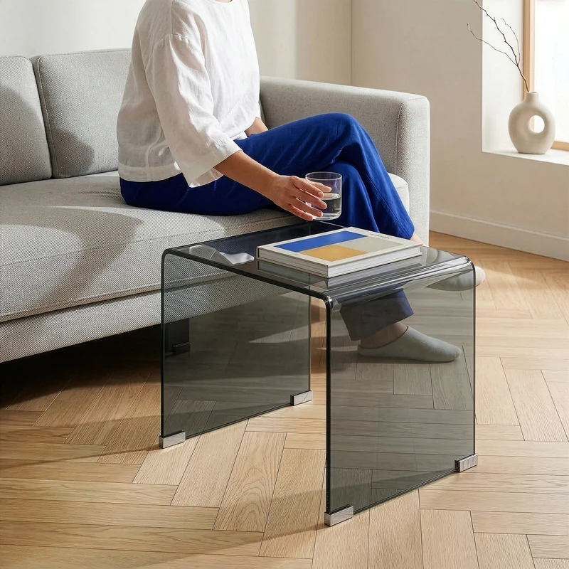 Beistelltisch Varlofrek Glas 50x50x50 cm [en.casa]