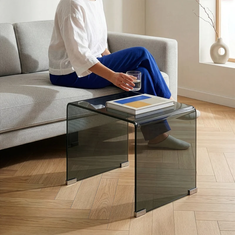 Beistelltisch Varlofrek Glas 50x50x50 cm [en.casa]