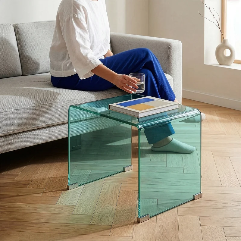 Beistelltisch Varlofrek Glas 50x50x50 cm [en.casa]