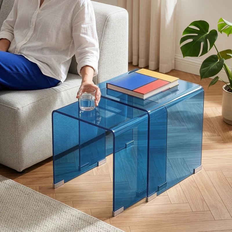 Satztisch Kariengem 2-tlg. Glas [en.casa]