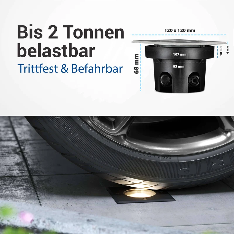 LED Bodenstrahler IP67 mit RGB & Smart Home Alexa / Google - flach, schwarz, quadratisch