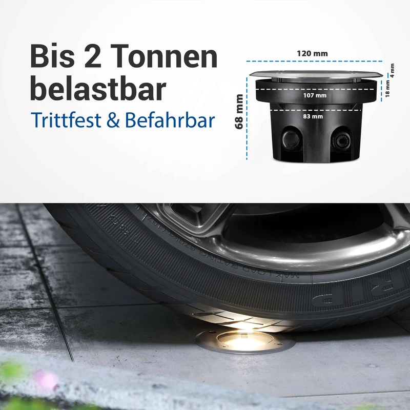 Flacher Bodeneinbaustrahler IP67 rund mit RGB Farbwechsel - Smart Home Alexa & Google