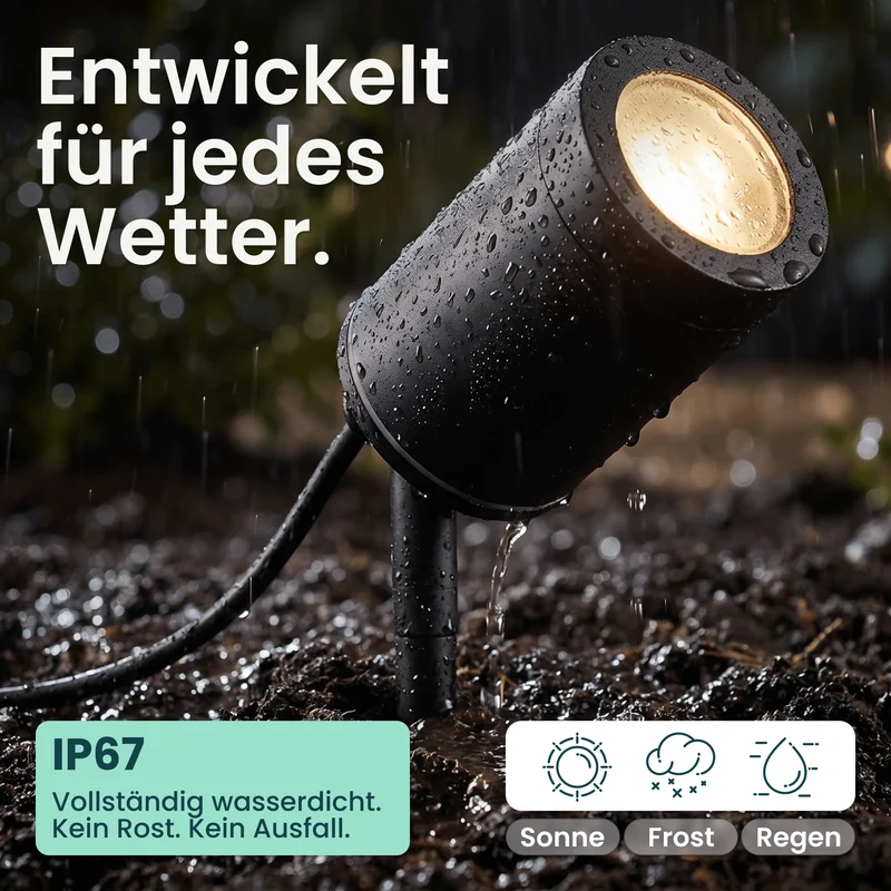 Gartenstrahler mit Erdspieß IP67 inkl. LED GU10 5W 230V Dimmbar