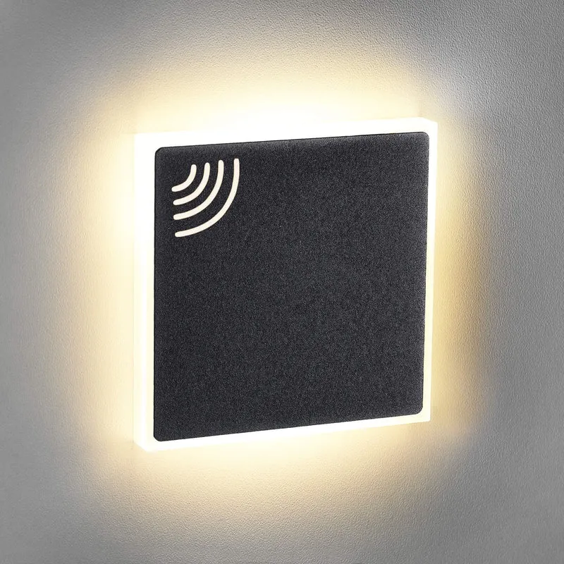 Treppenbeleuchtung mit Bewegungsmelder in Schwarz quadratisch - 230V 1,5W LED