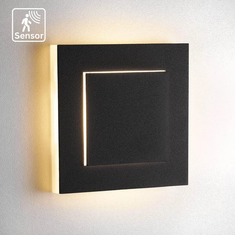 Treppenbeleuchtung mit Bewegungsmelder in Schwarz - eckig 3D - 230V 1,5W LED