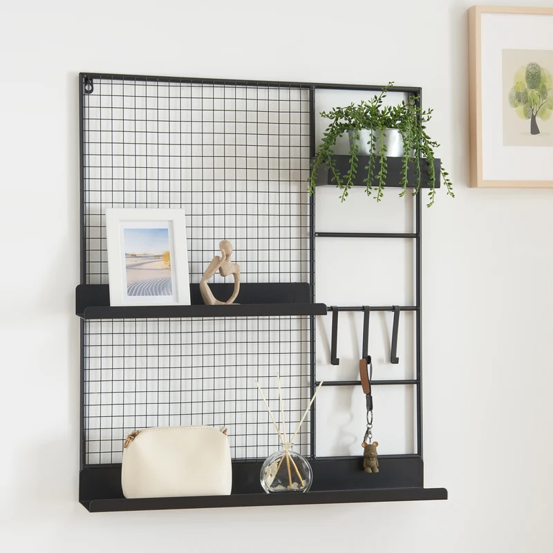 Wandgitter Westre 70x60x11cm Metall Schwarz [en.casa]