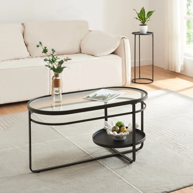 Couchtisch Kumla mit Glasplatte [en.casa]