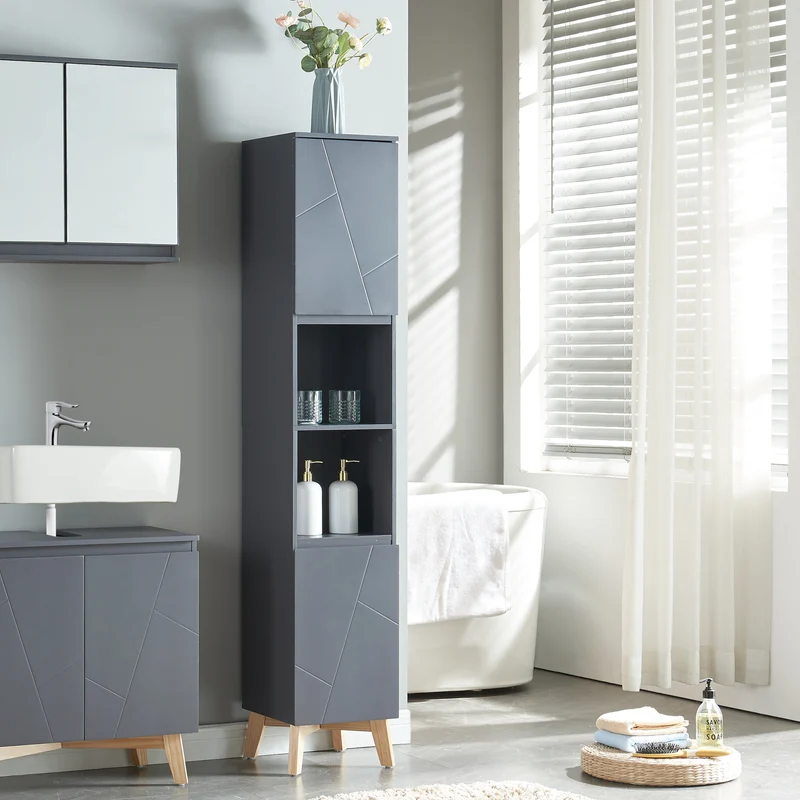 Hochschrank Overath 160x30x30cm Grau [en.casa]