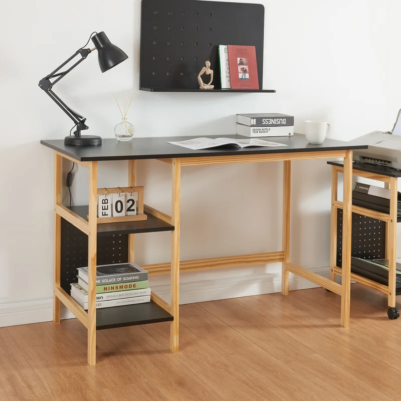 Schreibtisch Dønna 120x60x75cm Schwarz/Holzfarben [en.casa]
