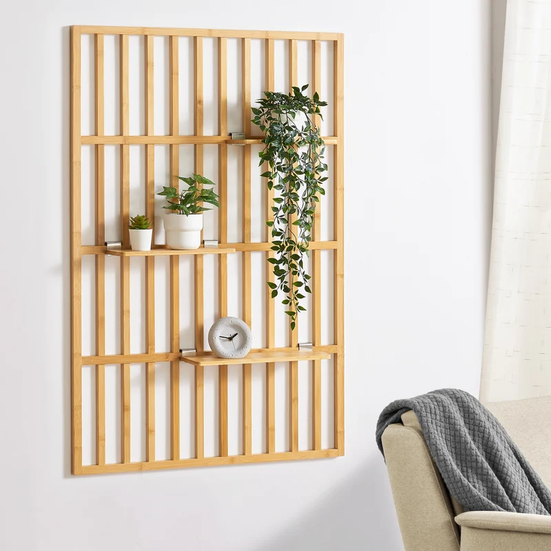 Wandregal Røst 120x80x13cm Bambus [en.casa]