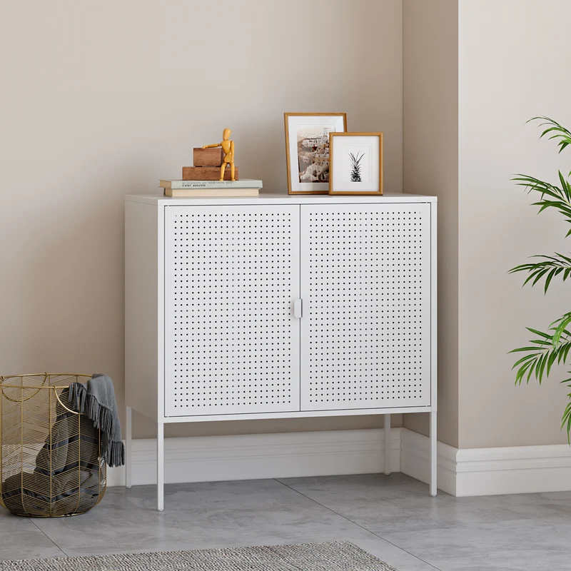 Sideboard Castelli 82,5 x 80 x 40 cm Weiß Stahl [en.casa]
