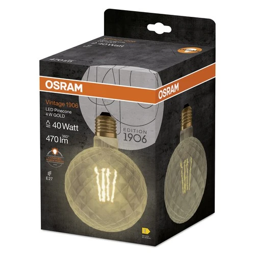 OSRAM Vintage 1906® GLOBE LED Lampe (ex 40W) 4,5W / 2500K Warmweiß E27 Gold Optik