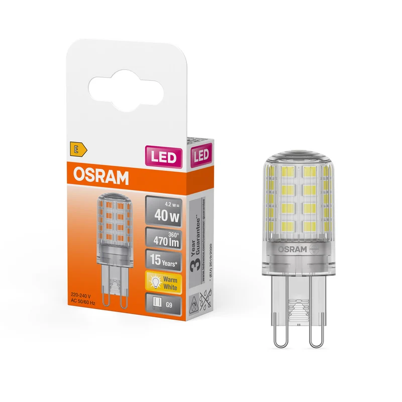 OSRAM LED Stiftsockellampe (ex 40W) 4,2W / 2700K Warmweiß PIN G9