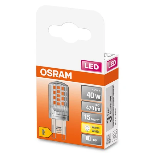 OSRAM LED Stiftsockellampe (ex 40W) 4,2W / 2700K Warmweiß PIN G9
