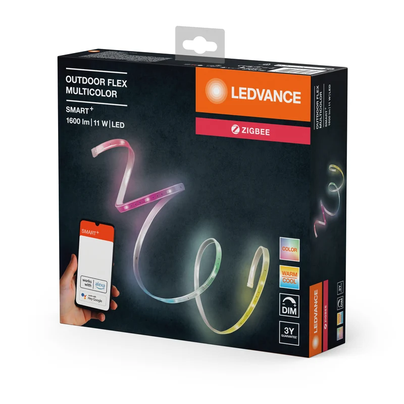 LEDVANCE SMART+ Zigbee flexible Outdoor-LED-Strips mit RGBW dimmbar, in Transparent aus Silikon, IP65-Schutz, für Terrasse und Balkon
