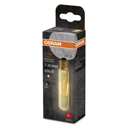 OSRAM Vintage 1906® Classic Tubular Lampe, Warmweiß, 2,5W, 200lm , E27