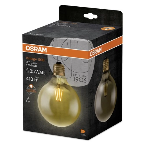 OSRAM Vintage 1906® Classic Globe125 Lampe, 4W, 410lm , E27 , Warmweiß