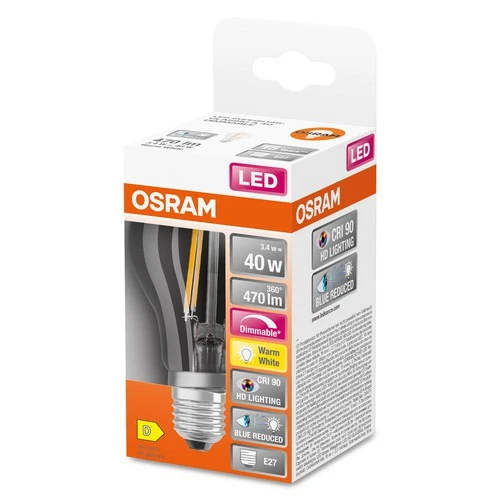 OSRAM SUPERSTAR+ CLASSIC A FIL 40 LED-Lampe, 3,4W, 470lm , Warmweiß