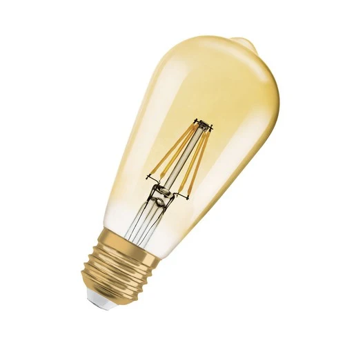OSRAM Dimmbare LED-Lampen, Vintage-Edition, 55 Watts Ersatz, E27, ST64-shape, 2400 Kelvin, Comfort warm white, Klares Glas, single Pack, E27