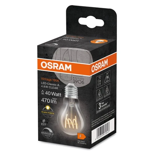 OSRAM Vintage 1906® Classic A LED-Lampe, 4,8W, 470lm , Warmweiß , E27