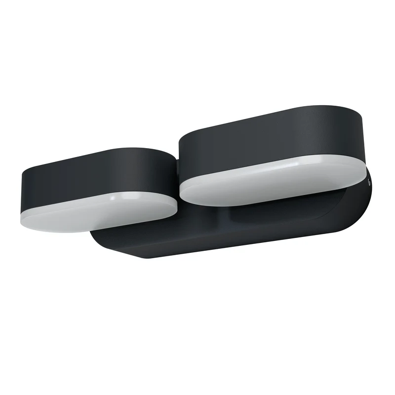 LEDVANCE ENDURA Style 2er-Set Mini-Spots in Dunkelgrau, LED-Outdoor-Wandleuchte mit 340° drehbarem Kopf, IP44-Schutz, ideal für Eingangsbeleuchtung