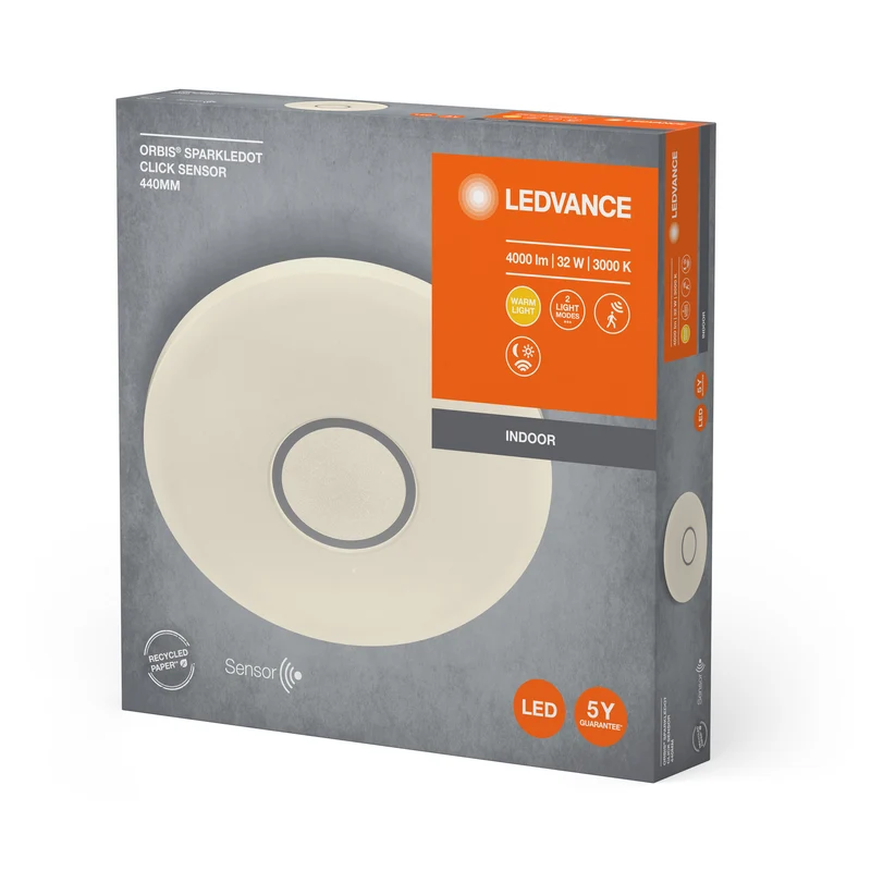 LEDVANCE ORBIS® LED Wand- und Deckenleuchte mit Sensor 44cm 32W / 3000K Warmweiß