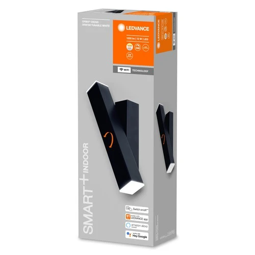 LEDVANCE SMART+ WIFI ORBIS WALL CROSS – Wandleuchte, dimmbar mit WIFI-Technologie per App, 12W, 3000 - 6500K warmweiß bis kaltweiß, 600 Lumen, up and down Licht, 30x 10cm, schwarz