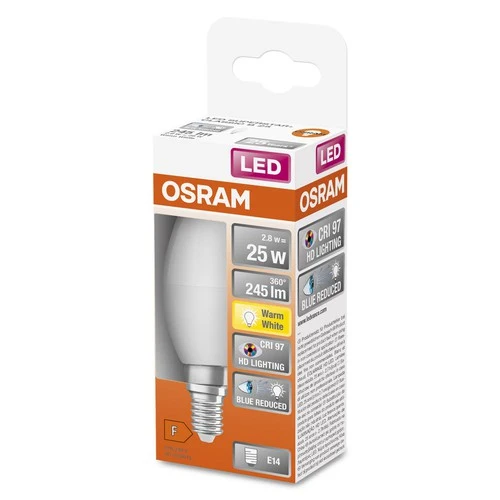 OSRAM SUPERSTAR+ CLASSIC B 25 FR LED-Lampe, 2,8W, 245lm , Warmweiß , E14