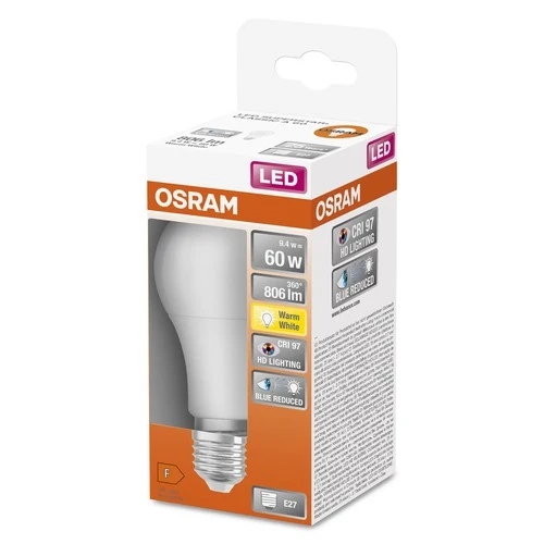OSRAM SUPERSTAR+ CLASSIC A 60 FR LED-Lampe, 9,4W, 806lm, E27 , Warmweiß