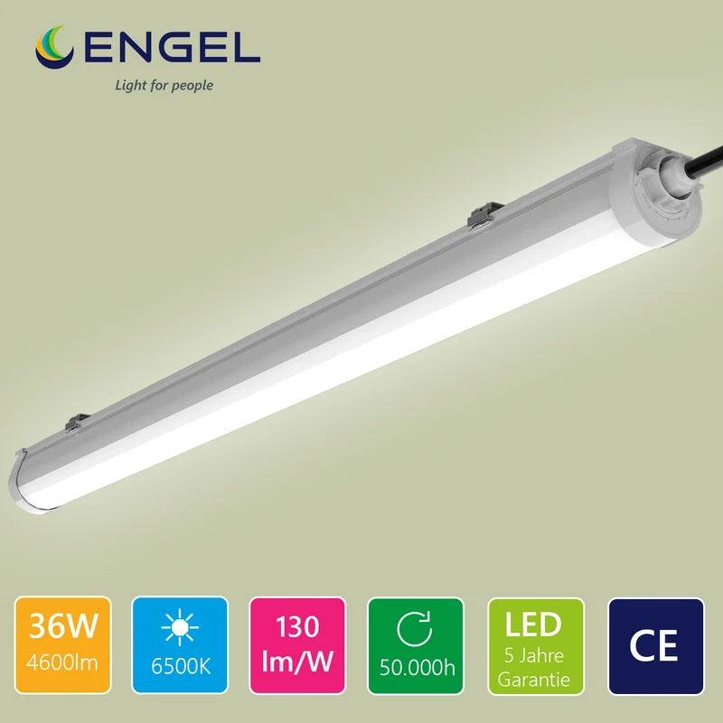 Engel Exton Standard LED Feuchtraumleuchte 60-120cm - IP65 Wasserdicht, mit 5 Jahren Garantie