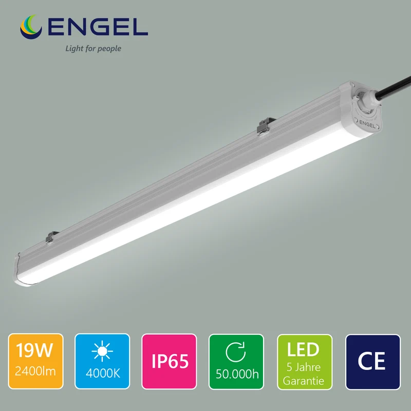 Engel Exton Plus LED Feuchtraumleuchte 60-150cm - IP65 Wasserdicht, Reihenschaltung mit 5 Jahren Garantie