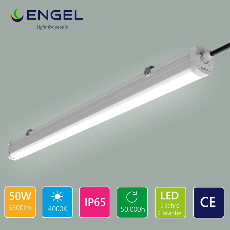 Engel Exton Plus LED Feuchtraumleuchte 60-150cm - IP65 Wasserdicht, Reihenschaltung mit 5 Jahren Garantie