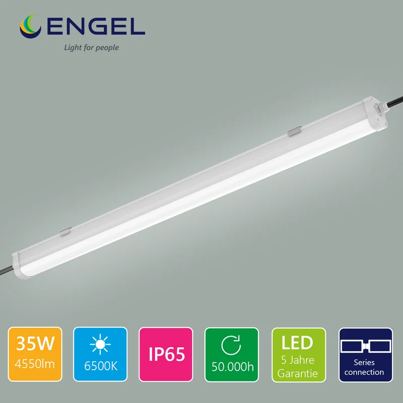 Engel Exton Plus LED Feuchtraumleuchte 60-150cm - IP65 Wasserdicht, Reihenschaltung mit 5 Jahren Garantie