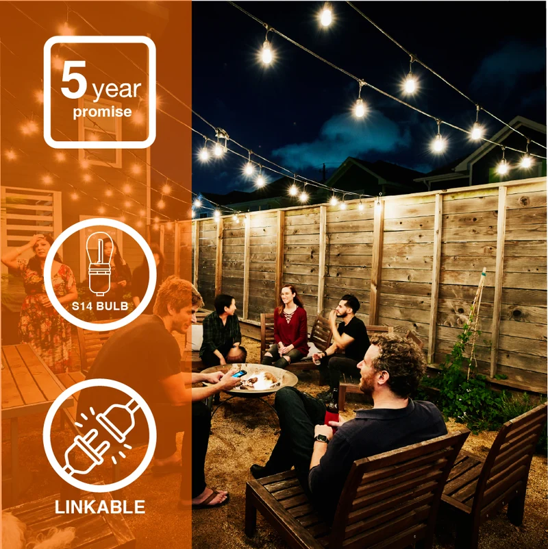 LEDVANCE 24-ft Solar LED String Lights with Remote Control / Solar Panel, S14 Shatterproof Bulbs, Water / Damp Rated, Batteries / Accessories Included