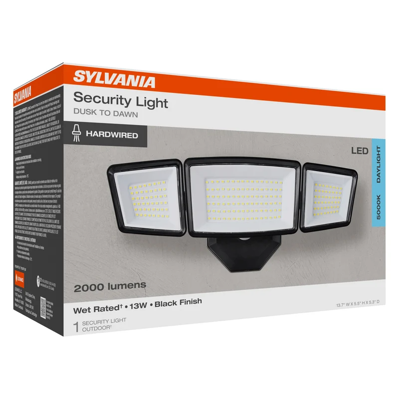 SYLVANIA 13W Dusk to Dawn Security LED Light, Hardwired, 2000 Lms, Wet Rated, 5000K, Daylight
