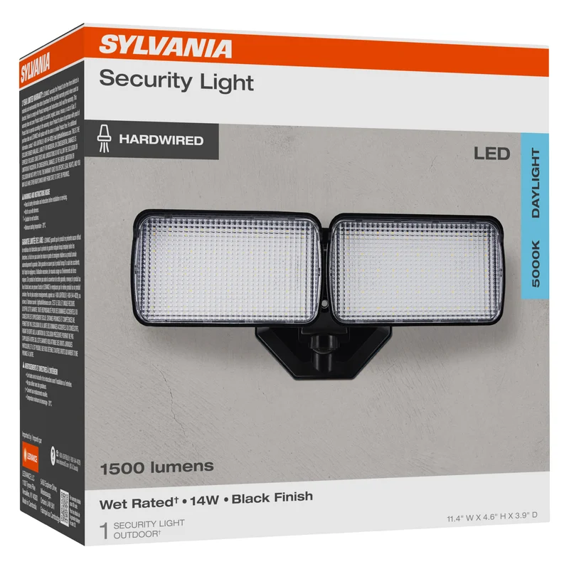 SYLVANIA 14W LED Security Light, Hardwired, Wet Rated, 1500 Lms, 5000K, Daylight