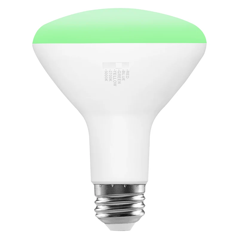 SYLVANIA 5 Color LED Light Bulb, Red / Blue / Green / Yellow / White, RGBW, 8W, BR30, E26 Medium Base, 2700K/5000K