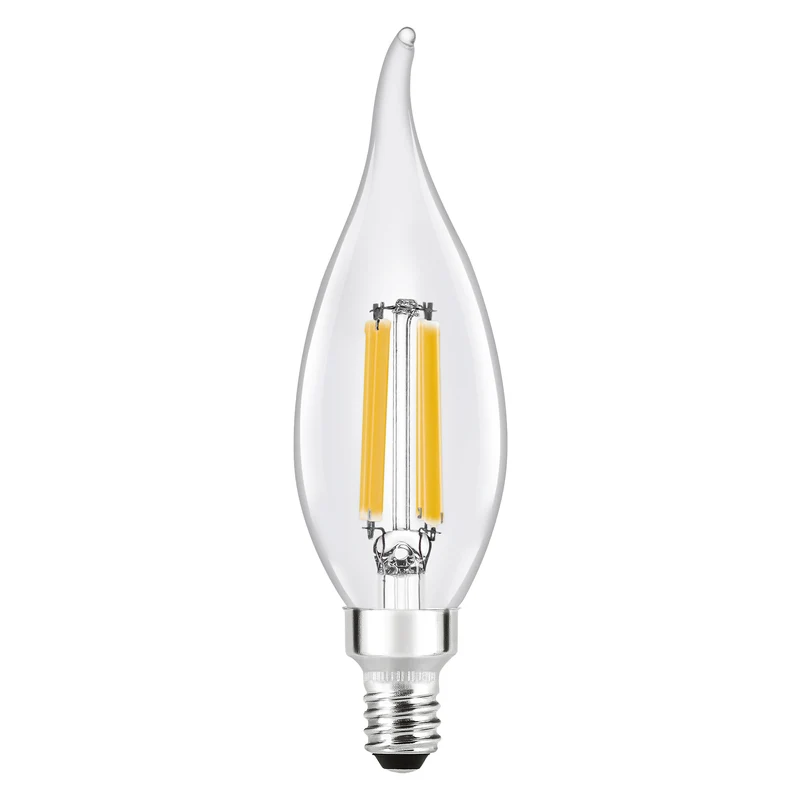 SYLVANIA LED TruWave Décor Light Bulb, B10 Chandelier 75W = 7.5W, Candelabra Base, Dimmable, 750 Lumens, 2700K, Clear, Soft White - 2 PK