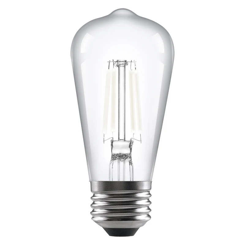 SYLVANIA ST15 Clear LED White Filament Bulb, 5.5W, Dimmable, 500 Lms, Medium Base, 2700K, Soft White - 2 PK