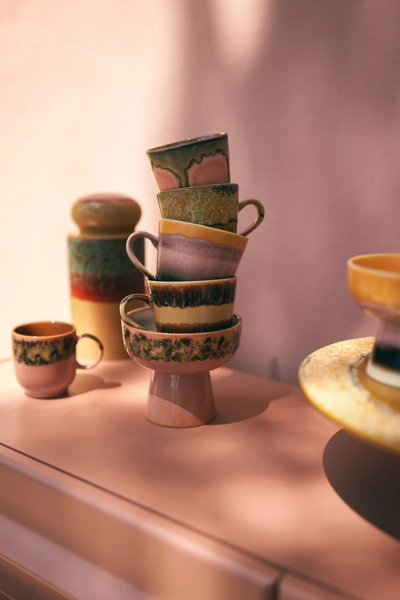 70's ceramics: tapas bowl on base lush, L