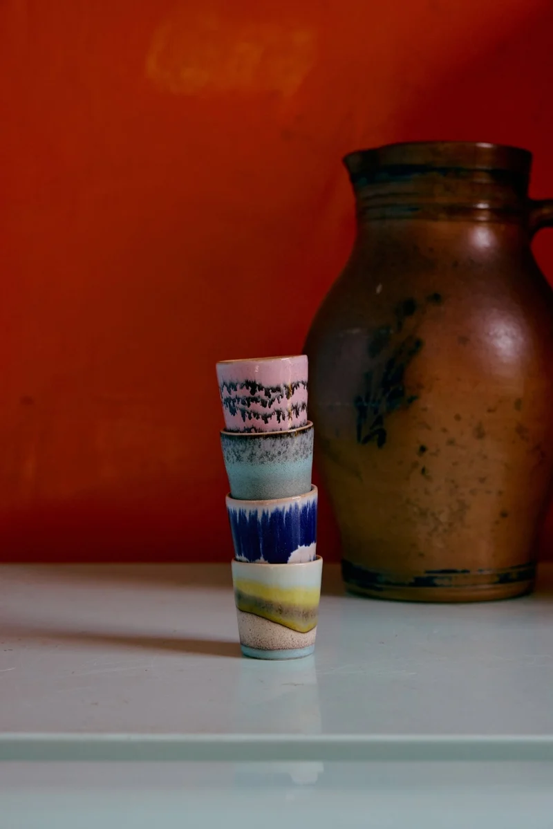70s ceramics: Eierbecher Vibrance, Set von 4