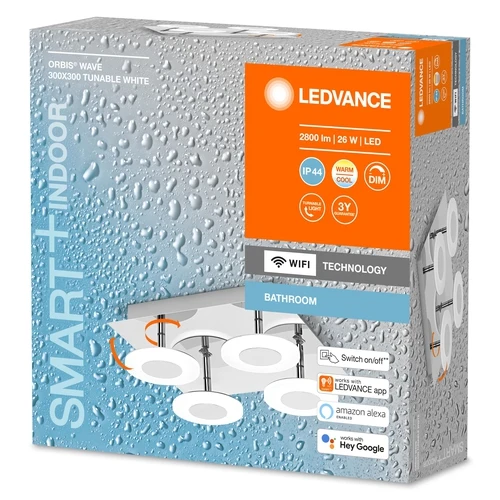 LEDVANCE Wifi SMART+ ORBIS WAVE LED Bad Deckenleuchte 30x30cm Tunable Weiß 26W / 3000-6500K