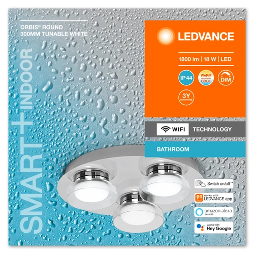 LEDVANCE Wifi SMART+ ORBIS ROUND LED Bad Deckenleuchte 30cm Tunable Weiß 18W / 3000-6500K