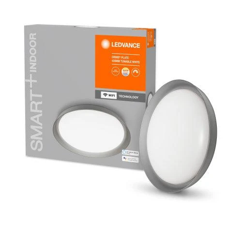 LEDVANCE Wifi SMART+ Orbis Plate LED Deckenleuchte Tunable Weiß 43cm 24W / 3000-6500K Grau
