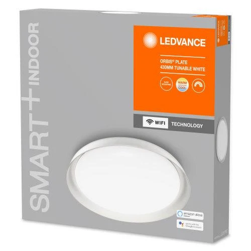 LEDVANCE Wifi SMART+ Orbis Plate LED Deckenleuchte Tunable Weiß 43cm 24W / 3000-6500K Weiß