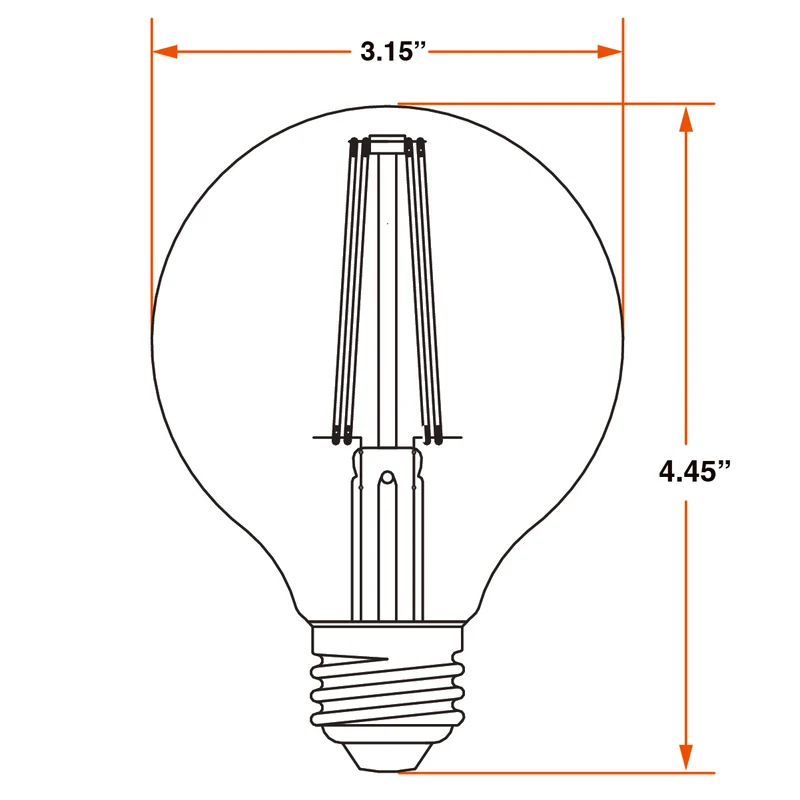 SYLVANIA G25 Clear Globe LED White Filament Bulb, 3.5W, Dimmable, 300 Lms, Medium Base, 5000K, Daylight - 2 PK