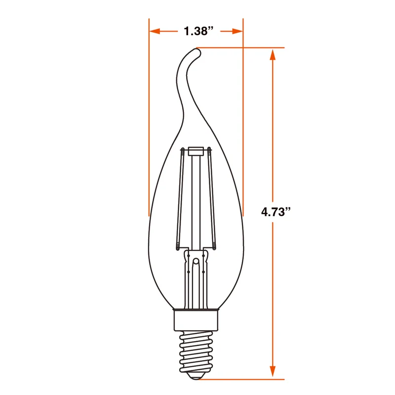 SYLVANIA B10 Clear LED White Filament Bulb, 3.5W, Dimmable, 350 Lms, Medium Base, 2700K, Soft White - 4 PK