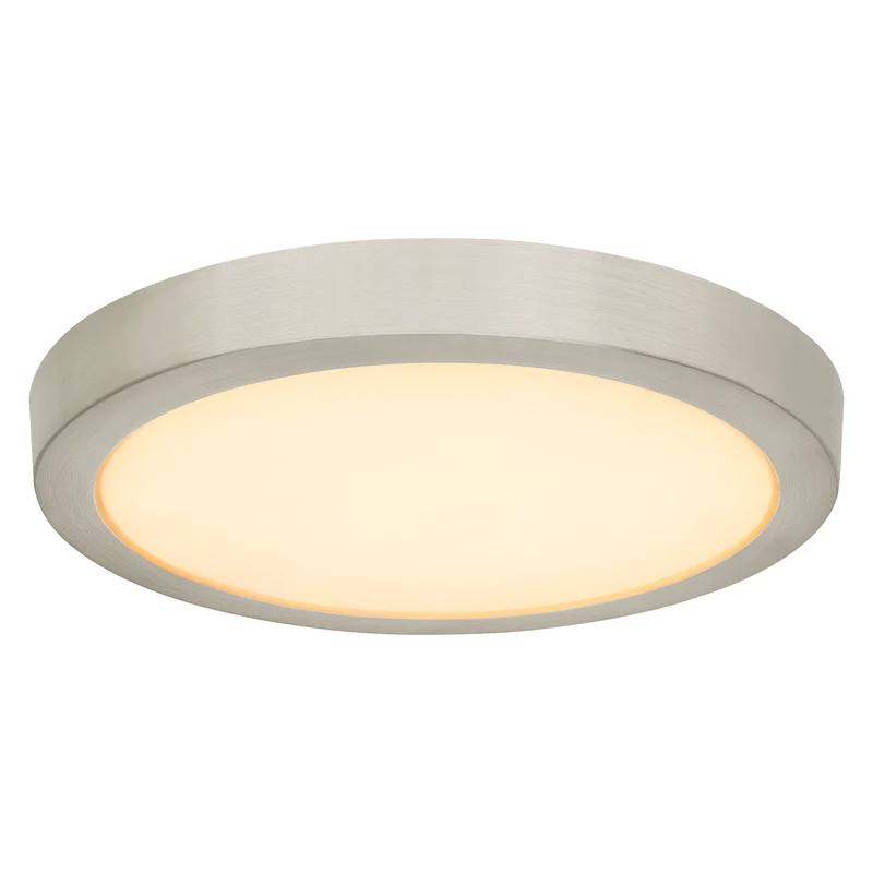 SYLVANIA 12" Flush Mount LED Fixture, 24W, 5 Color Select (2700K - 5000K), 90 CRI, 1600 Lms, Hardwired, Brushed Nickel