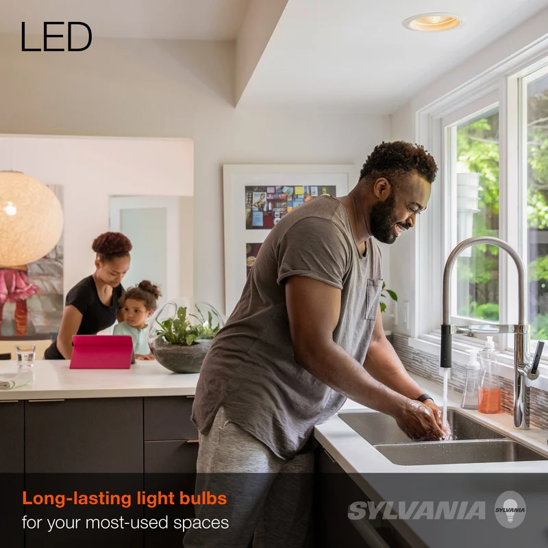 SYLVANIA LED Light Bulbs, BR30, 65W=9W, Dimmable, 10 Year, 5000K, Daylight - 2 PK